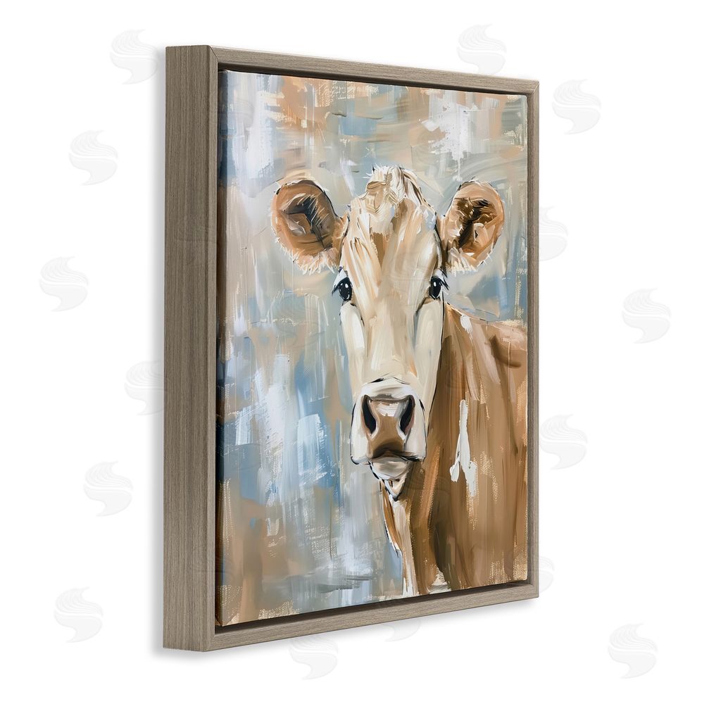 Tina LeCour The Brown Cow Abstract Brown Floating Frame Canvas Wall Art Print