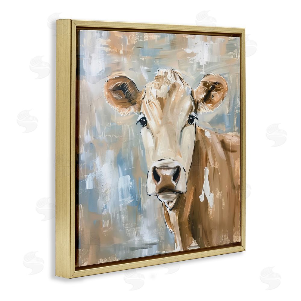 Tina LeCour The Brown Cow Abstract Gold Floating Frame Canvas Wall Art Print