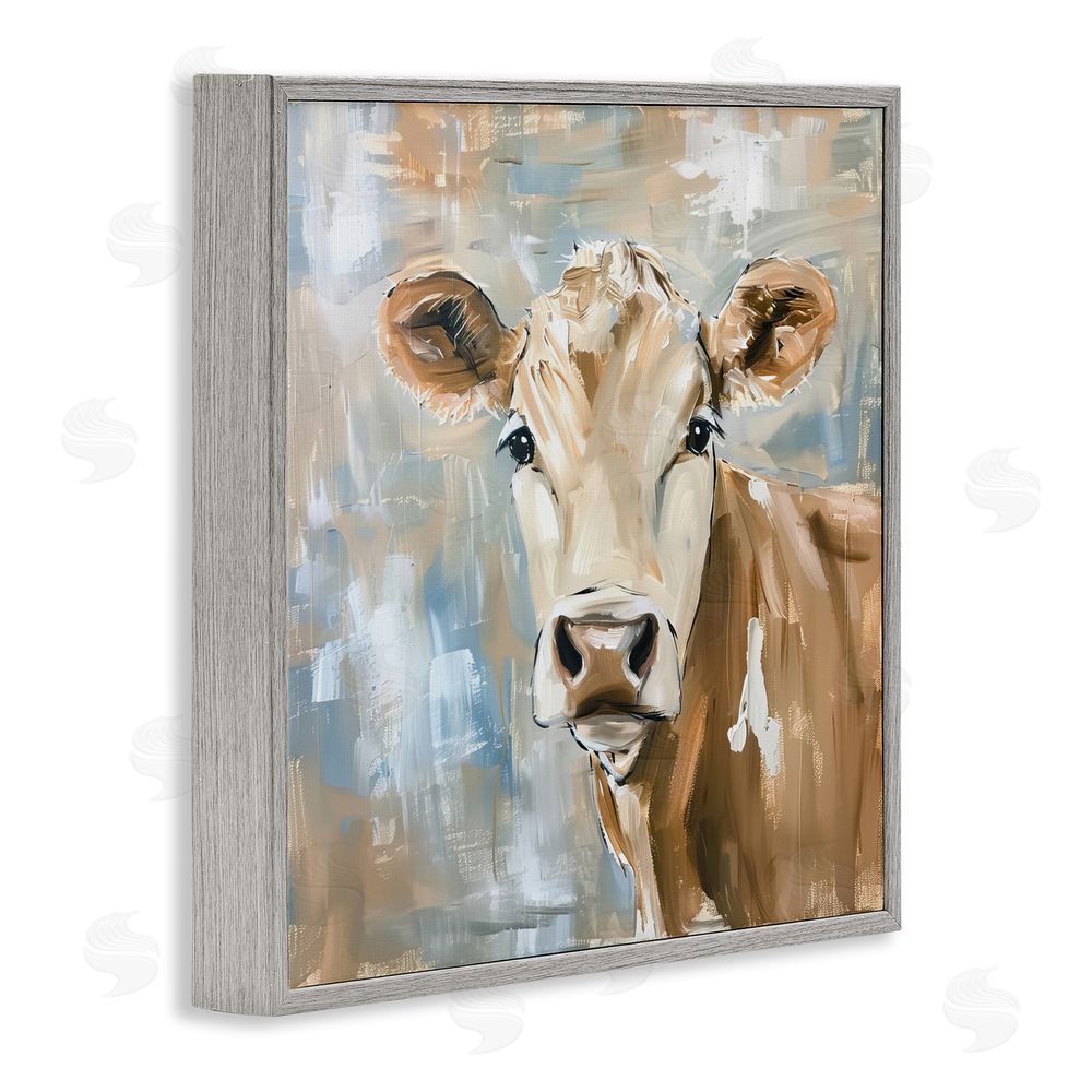 Tina LeCour The Brown Cow Abstract Gray Framed Giclee Wall Art Print