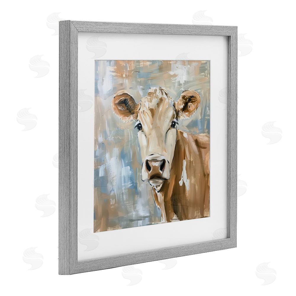Tina LeCour The Brown Cow Abstract Gray Framed Print Under Glass Wall Art