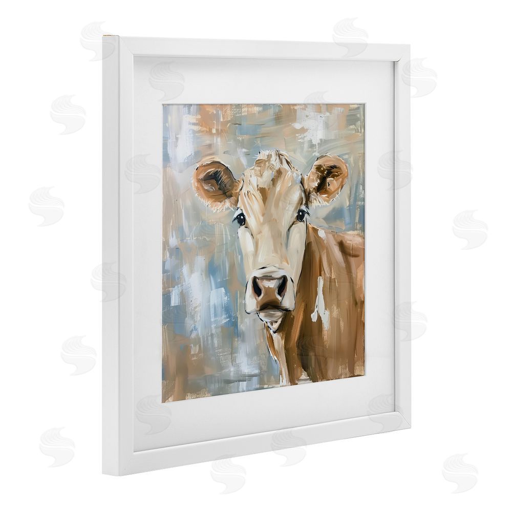 Tina LeCour The Brown Cow Abstract White Framed Print Under Glass Wall Art