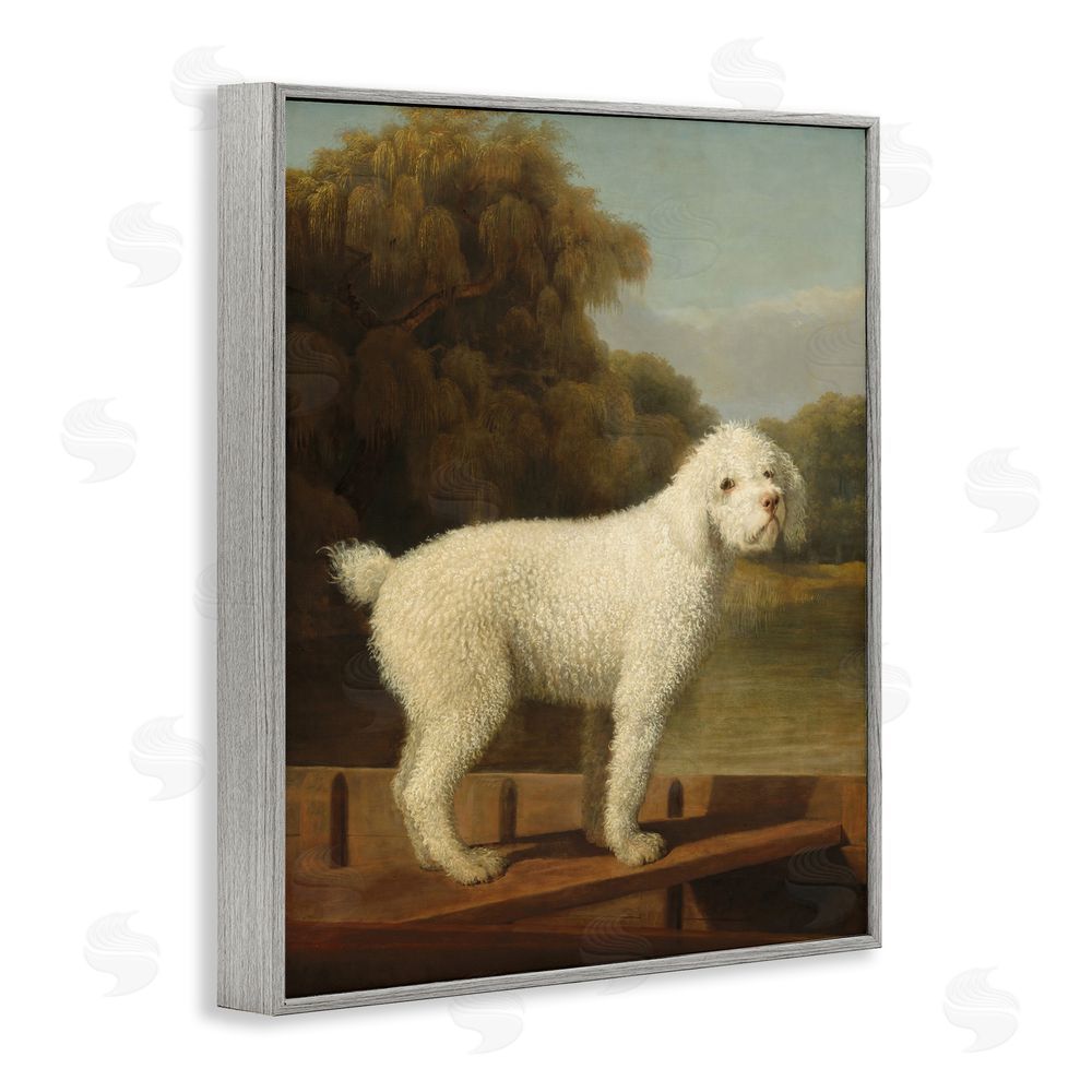 Tina LeCour White Poodle in a Punt Gray Framed Giclee Wall Art Print