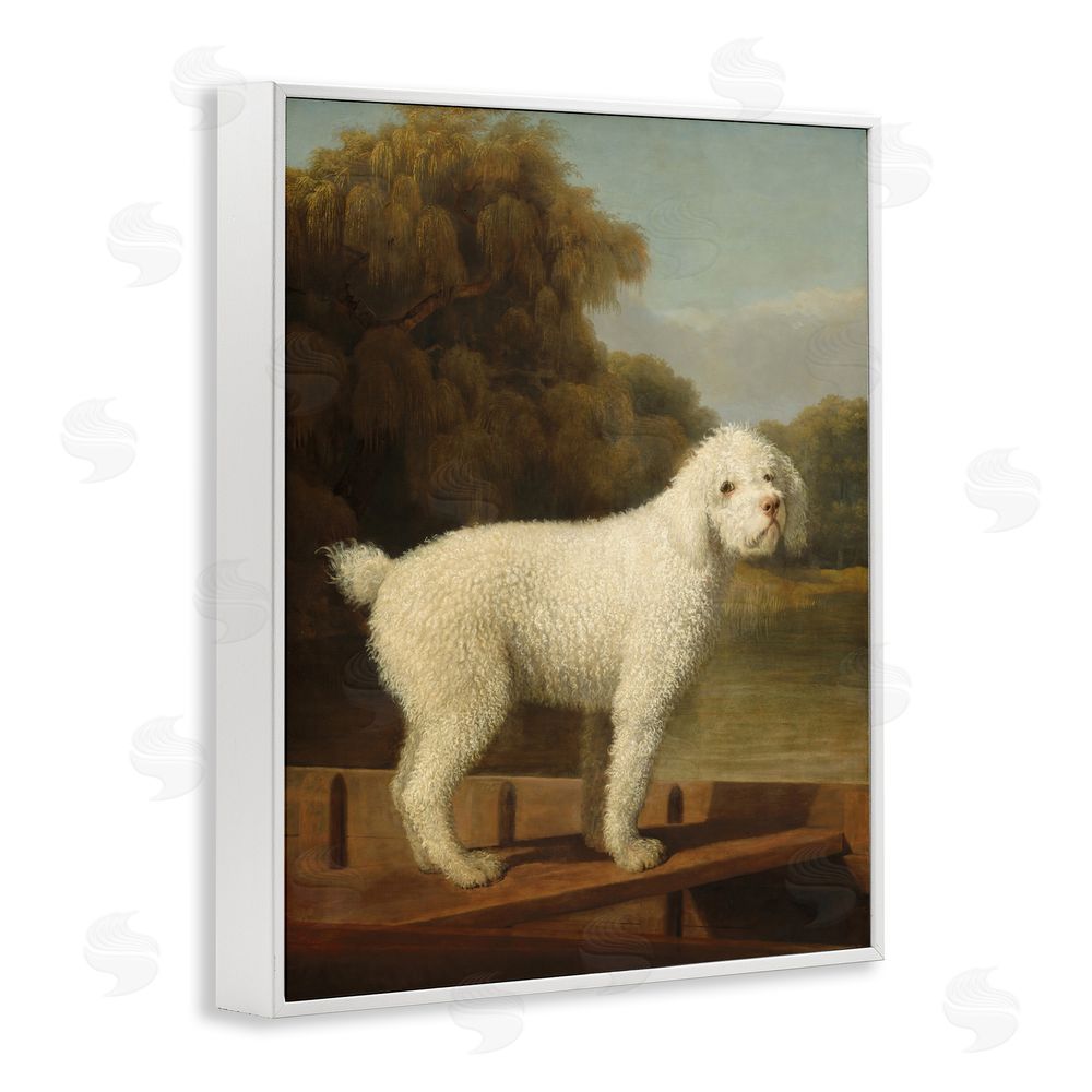 Tina LeCour White Poodle in a Punt White Framed Giclee Wall Art Print