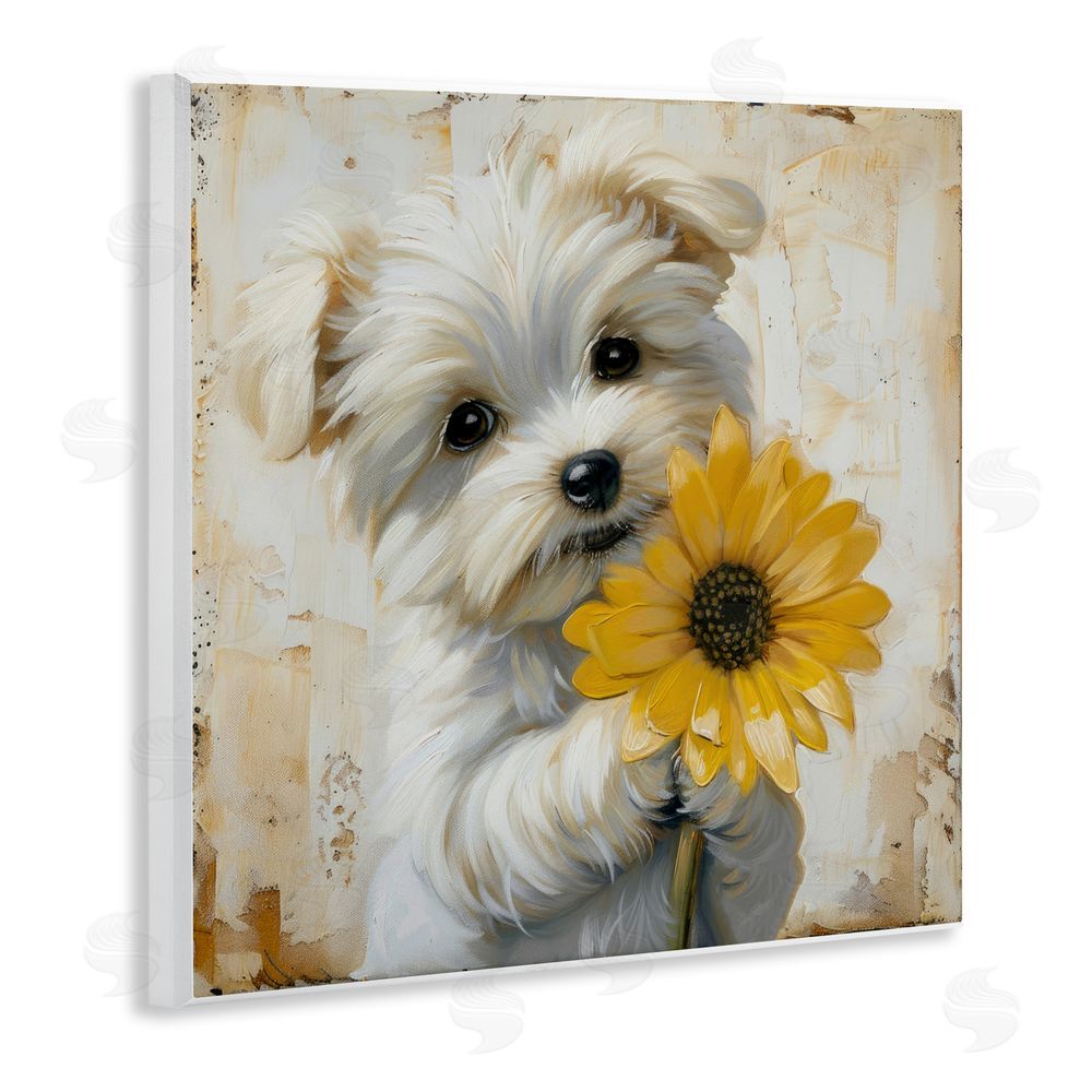 Tina LeCour Little Lucky Puppy Wooden Wall Plaque Art Print