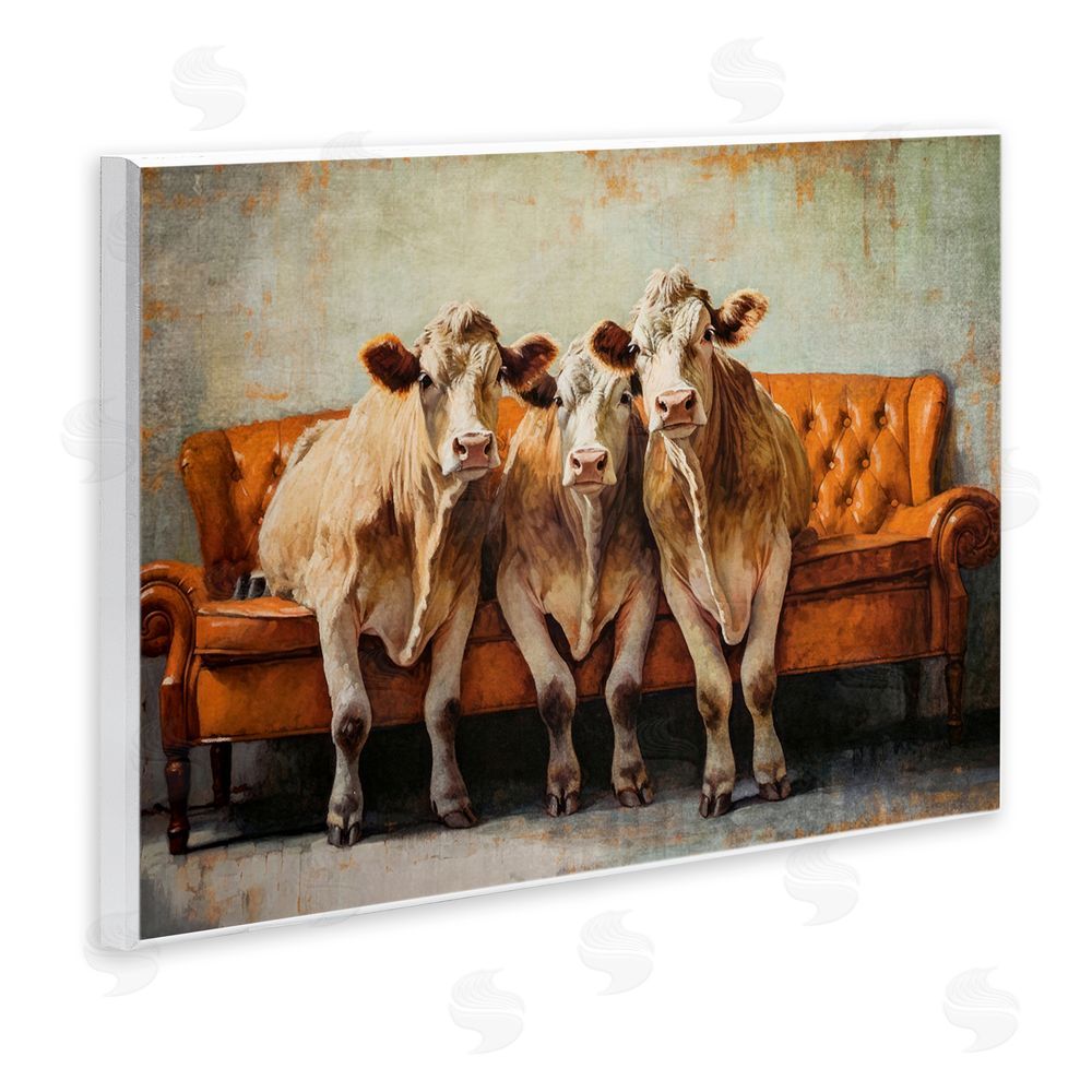 Tina LeCour Cows Just Chillin' Wall Plaque Art Print
