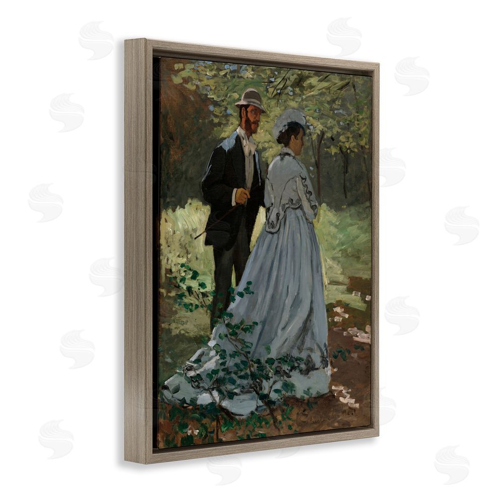 Tina LeCour Bazille & Camille in Nature Brown Floating Frame Canvas Wall Art Print