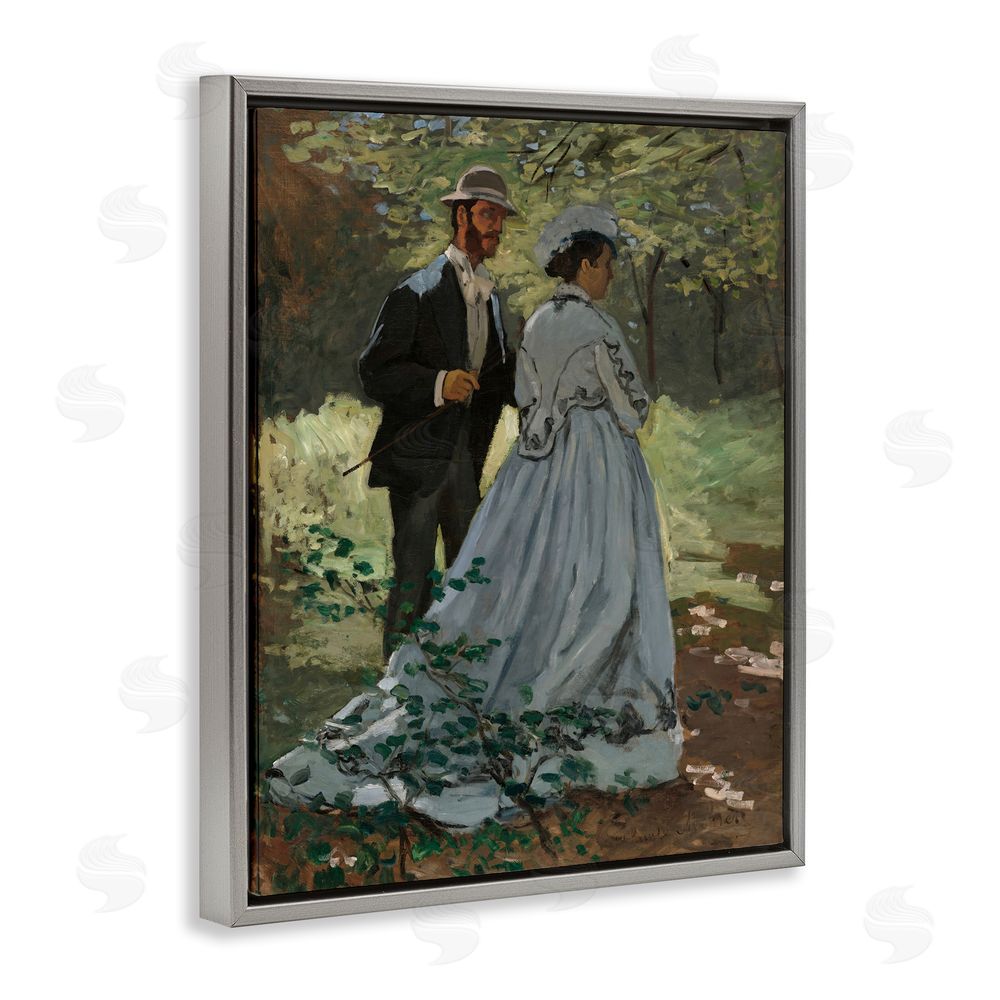 Tina LeCour Bazille & Camille in Nature Gray Floating Frame Canvas Wall Art Print