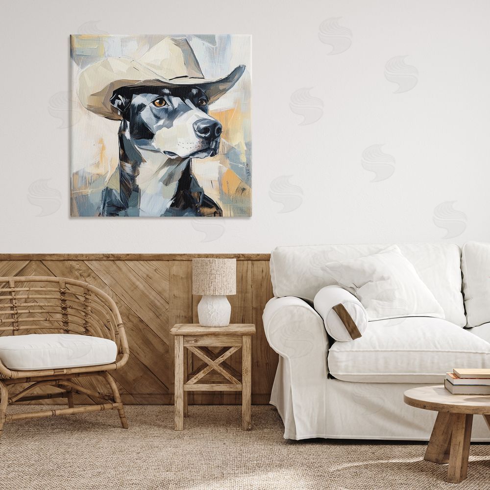 Tina LeCour Deputy Dog Cowboy Hat Stretched Canvas Wall Art in Room