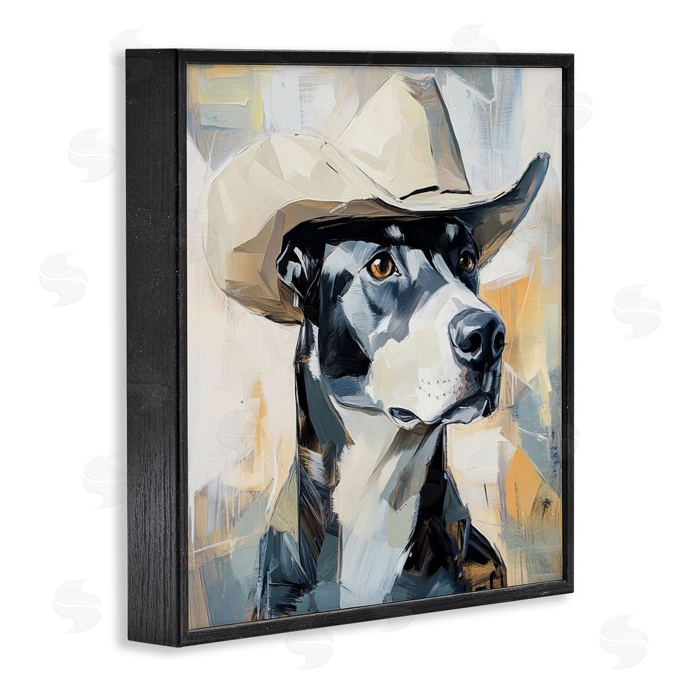 Tina LeCour Deputy Dog Cowboy Hat Blacked Framed Giclee Wall Art Print