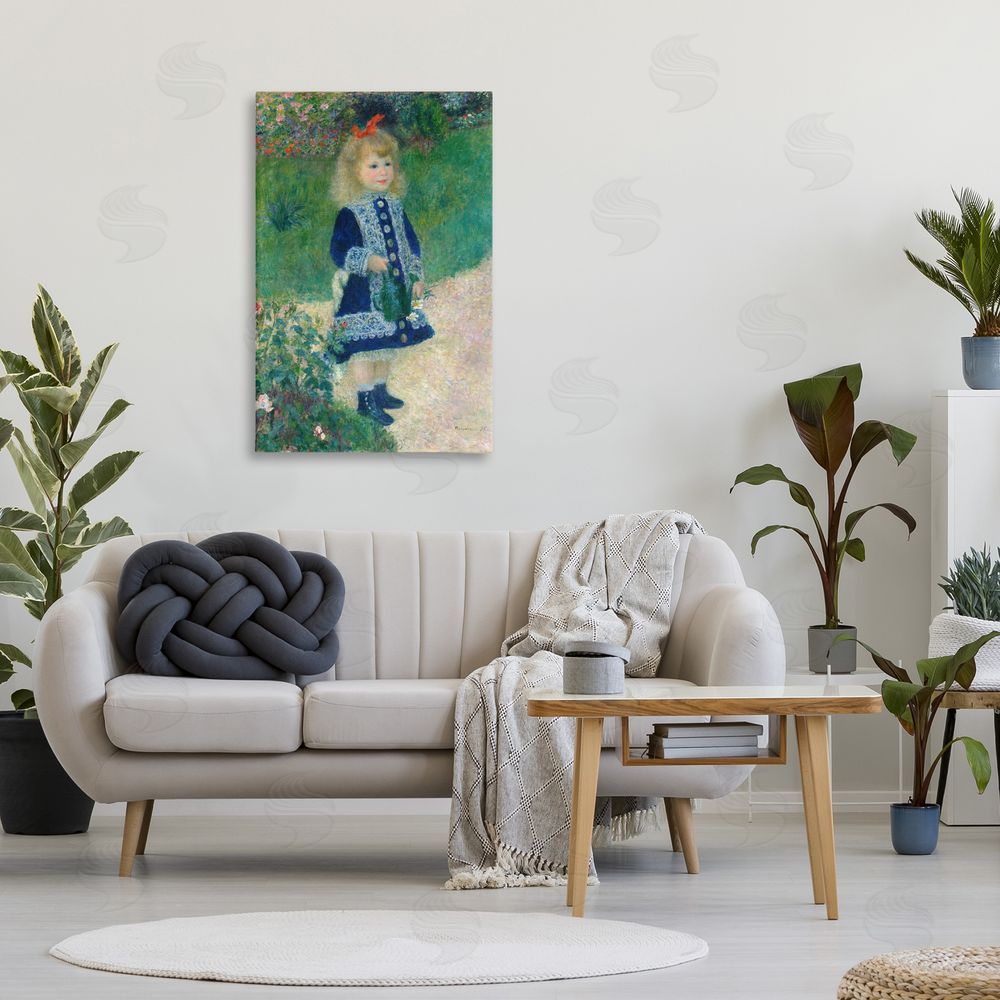 Tina LeCour Girl With Watering Can Stretched Canvas Wall Art in Room
