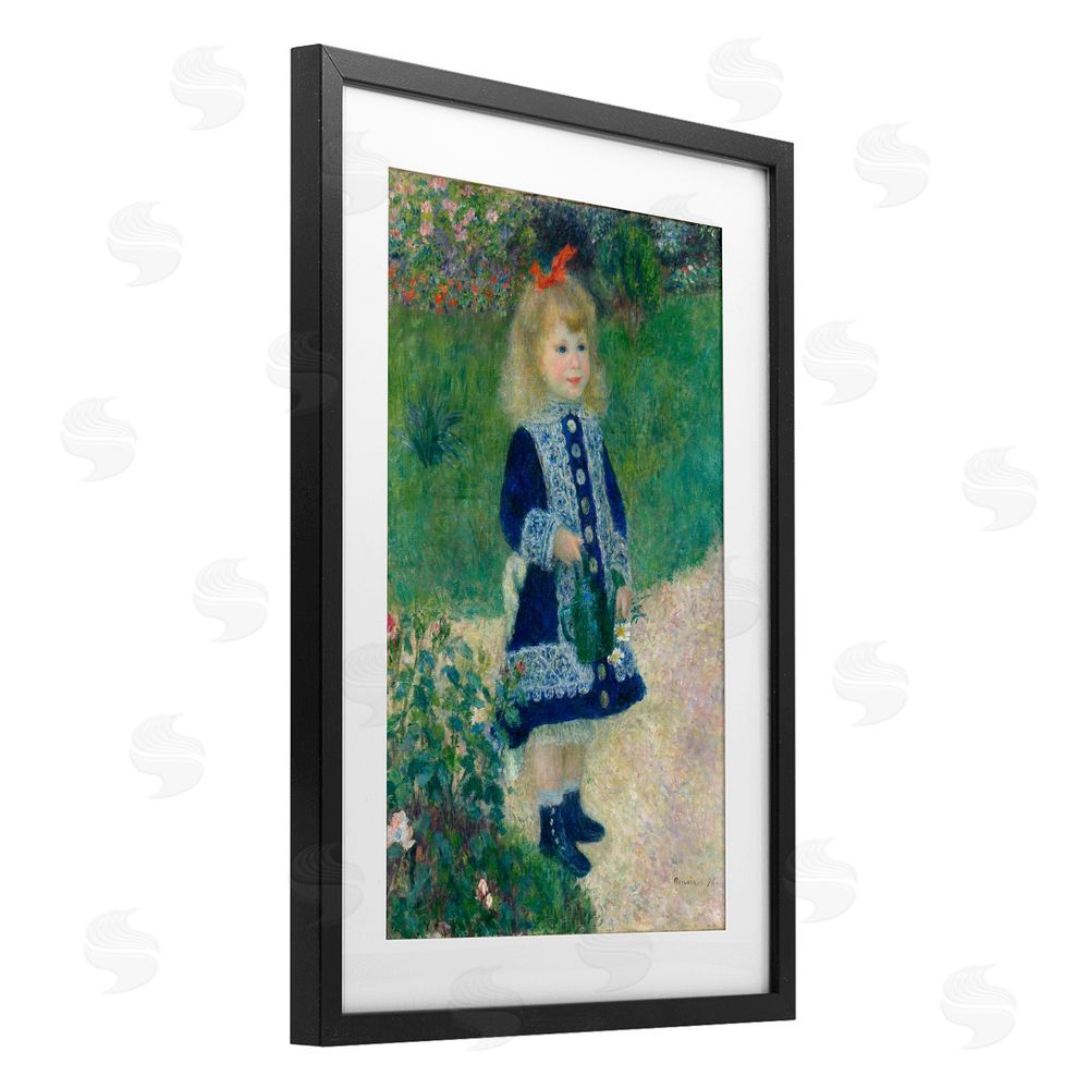 Tina LeCour Girl With Watering Can Black Framed Print Under Glass with Mat Wall Art