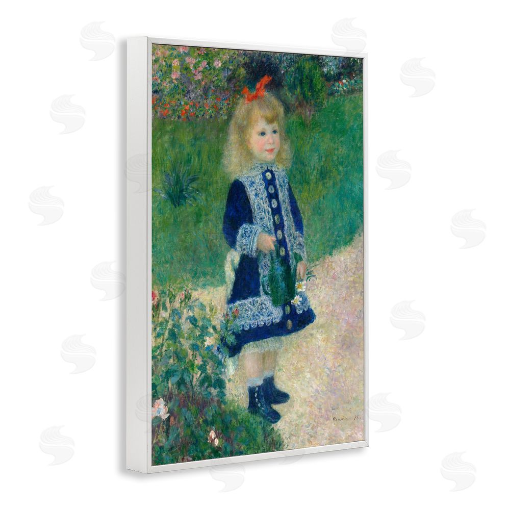 Tina LeCour Girl With Watering Can White Framed Giclee Wall Art Print
