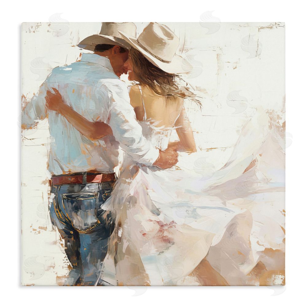 Tina LeCour Cowgirl Romance Couple Stretched Canvas Wall Art Print