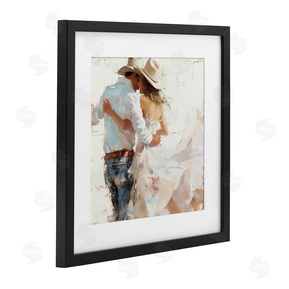 Tina LeCour Cowgirl Romance Couple Black Framed Print Under Glass Wall Art