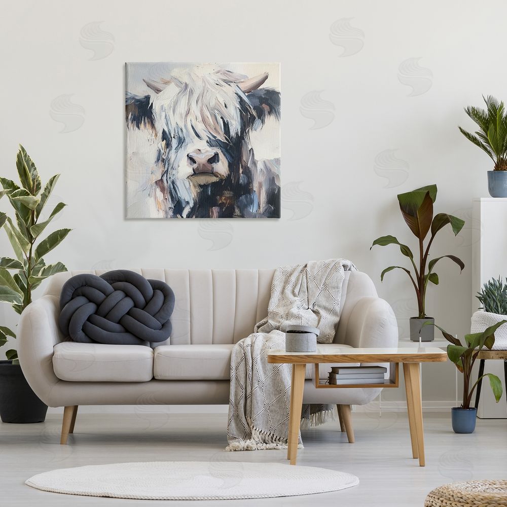 Tina LeCour Scruffy Little Highland Stretched Canvas Wall Art Print in Room