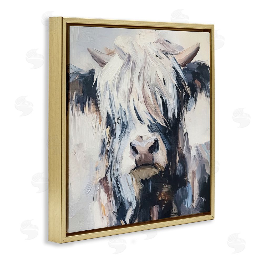 Tina LeCour Scruffy Little Highland Gold Floating Frame Canvas Wall Art Print