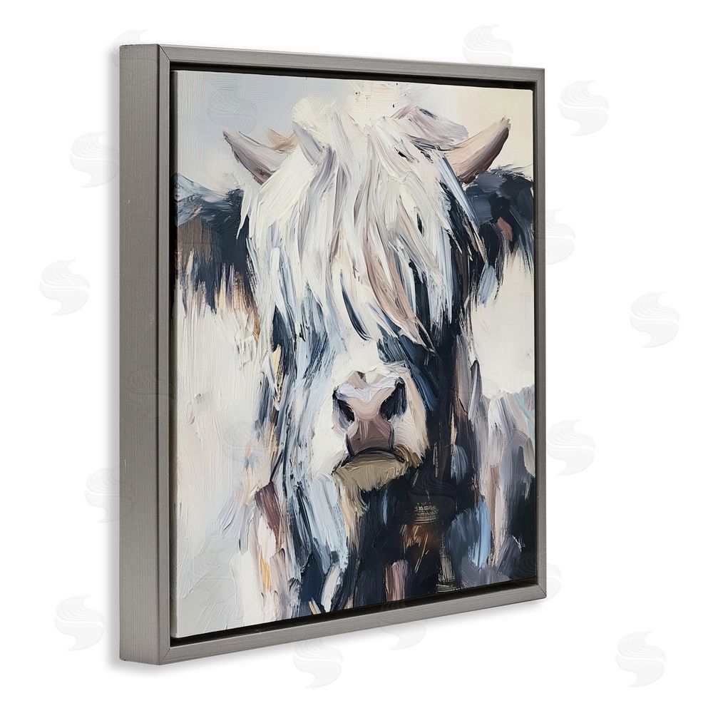 Tina LeCour Scruffy Little Highland Gray Floating Frame Canvas Wall Art Print