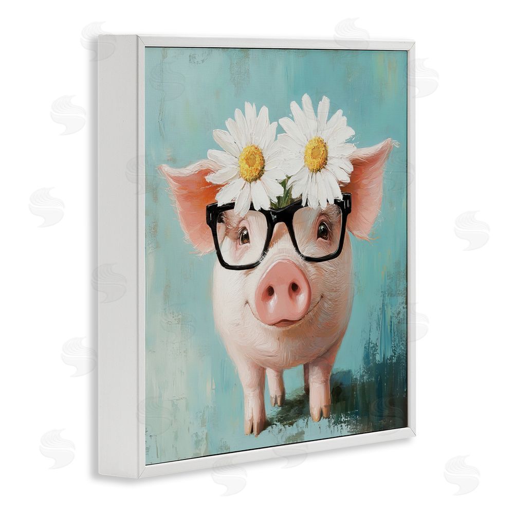 Tina LeCour Nerdy Natalie Piglet White Framed Giclee Wall Art Print