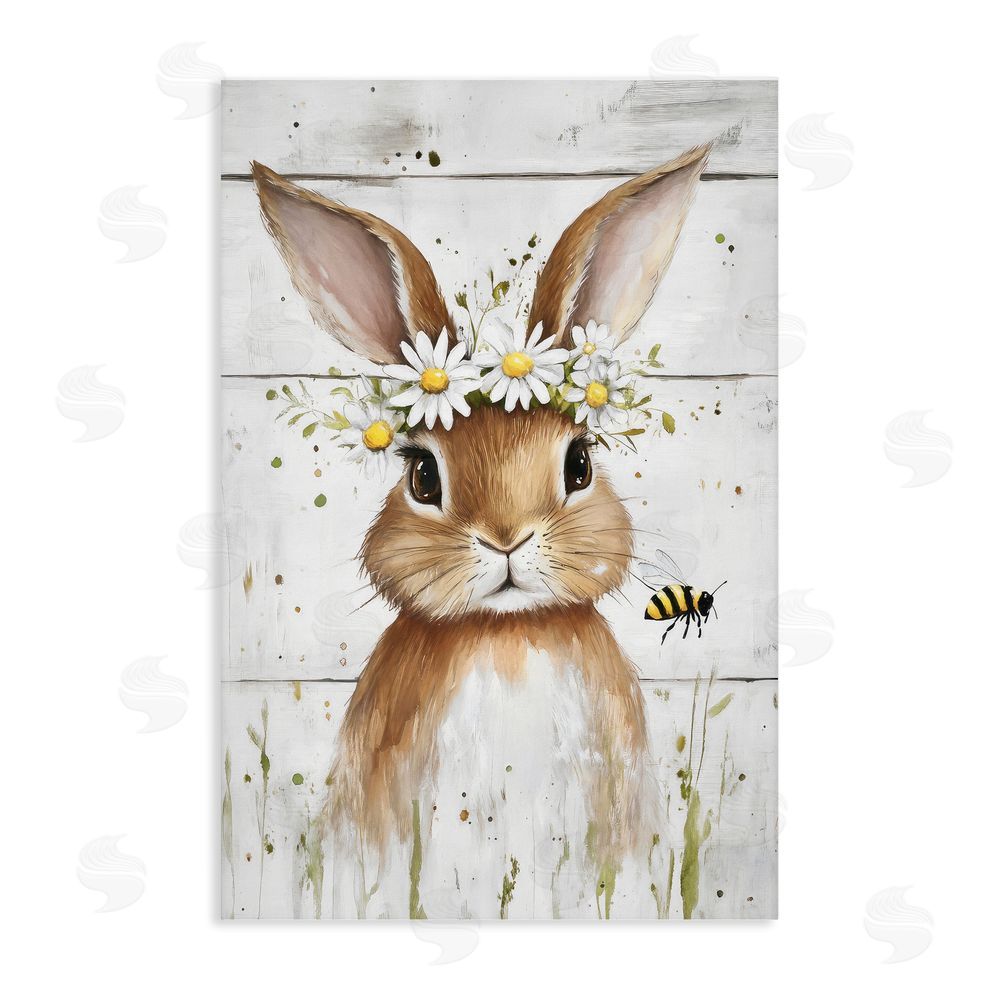 Tina LeCour The Bunny & The Bee Stretched Canvas Wall Art Print