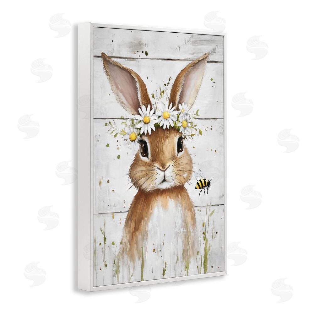 Tina LeCour The Bunny & The Bee White Framed Giclee Wall Art Print