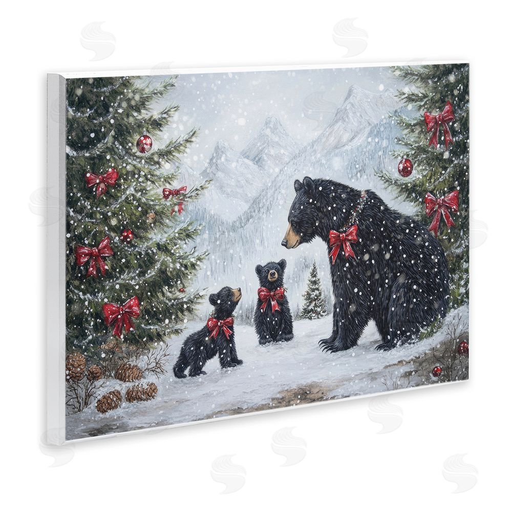 Tina LeCour Christmas Black Bears Wall Plaque Art Print
