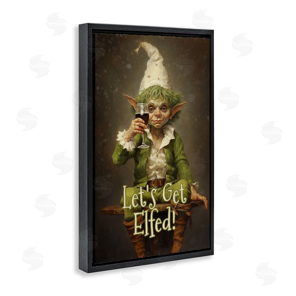 Tina LeCour Let's Get Elfed Black Floating Frame Canvas Wall Art