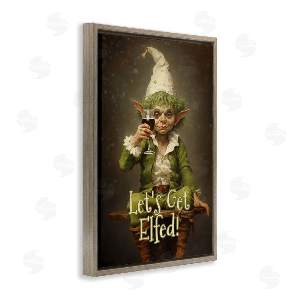 Tina LeCour Let's Get Elfed Brown Floating Frame Canvas Wall Art