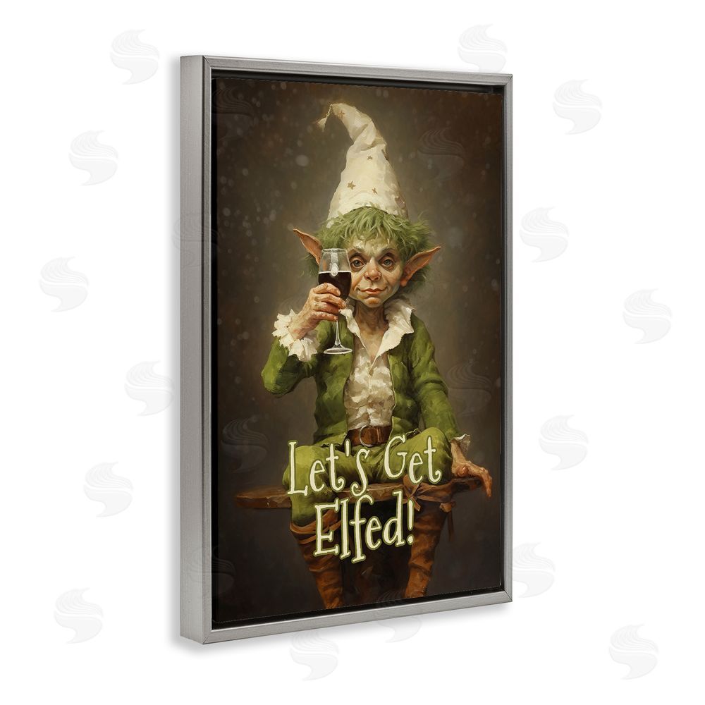 Tina LeCour Let's Get Elfed Gray Floating Frame Canvas Wall Art