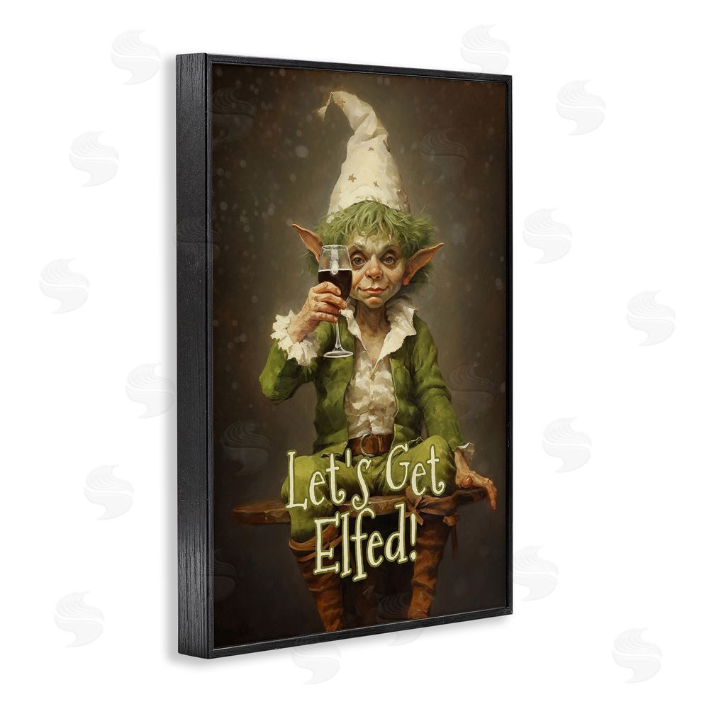 Tina LeCour Let's Get Elfed Blacked Framed Giclee Wall Art Print