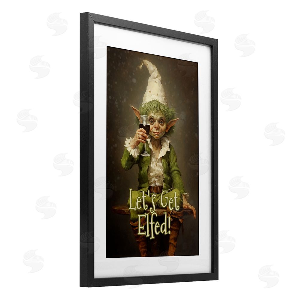 Tina LeCour Let's Get Elfed Black Framed Print Under Glass with Mat Wall Art