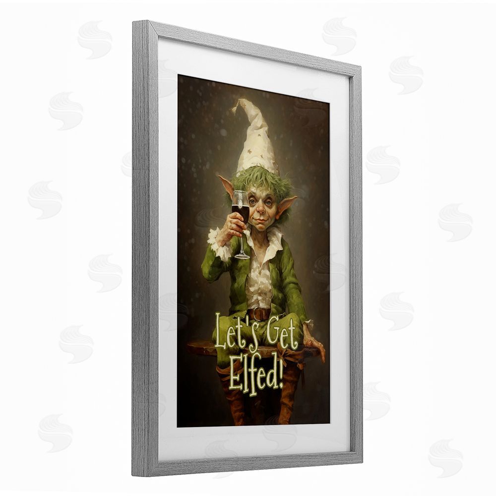 Tina LeCour Let's Get Elfed Gray Framed Print Under Glass with Mat Wall Art