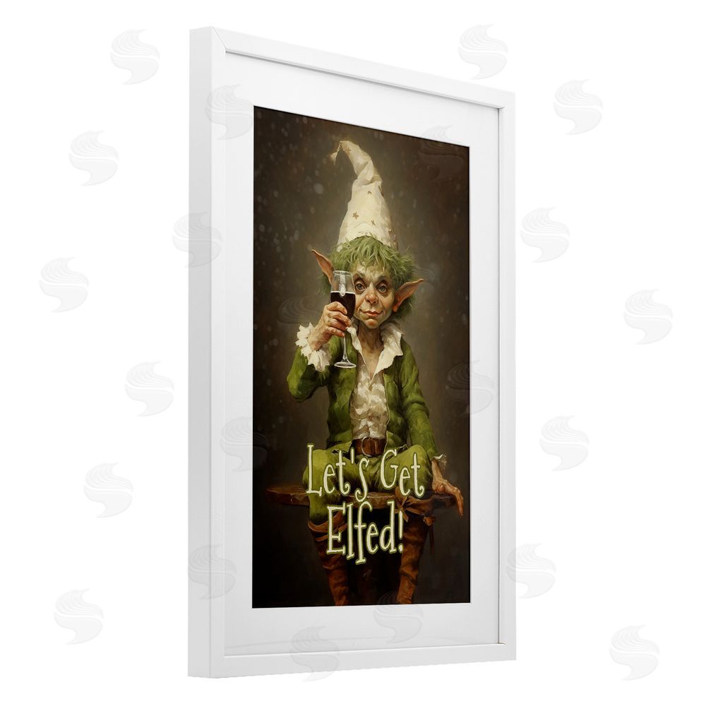Tina LeCour Let's Get Elfed White Framed Print Under Glass with Mat Wall Art