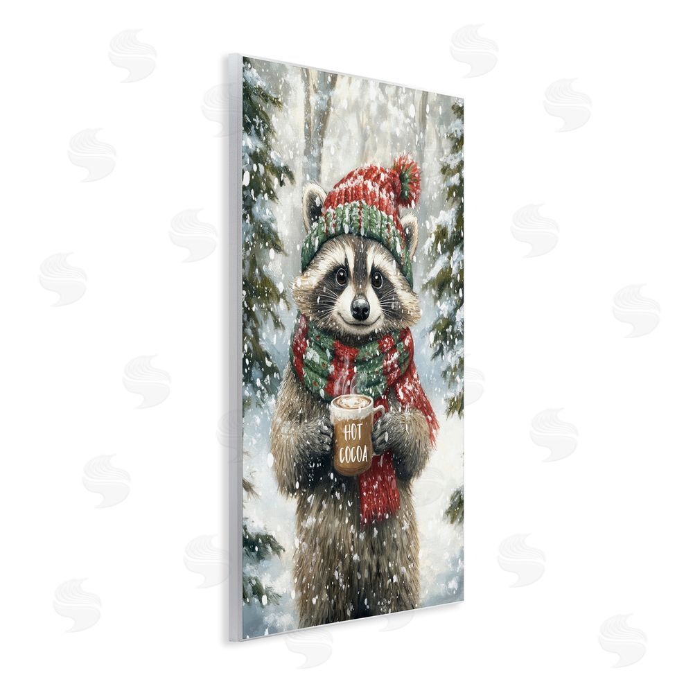 Tina LeCour Merry Cocoa Raccoon Wooden Wall Plaque Art Print