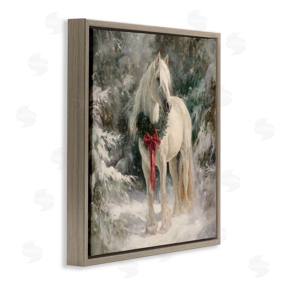 Tina LeCour Pretty Christmas Mare Brown Floating Frame Canvas Wall Art Print