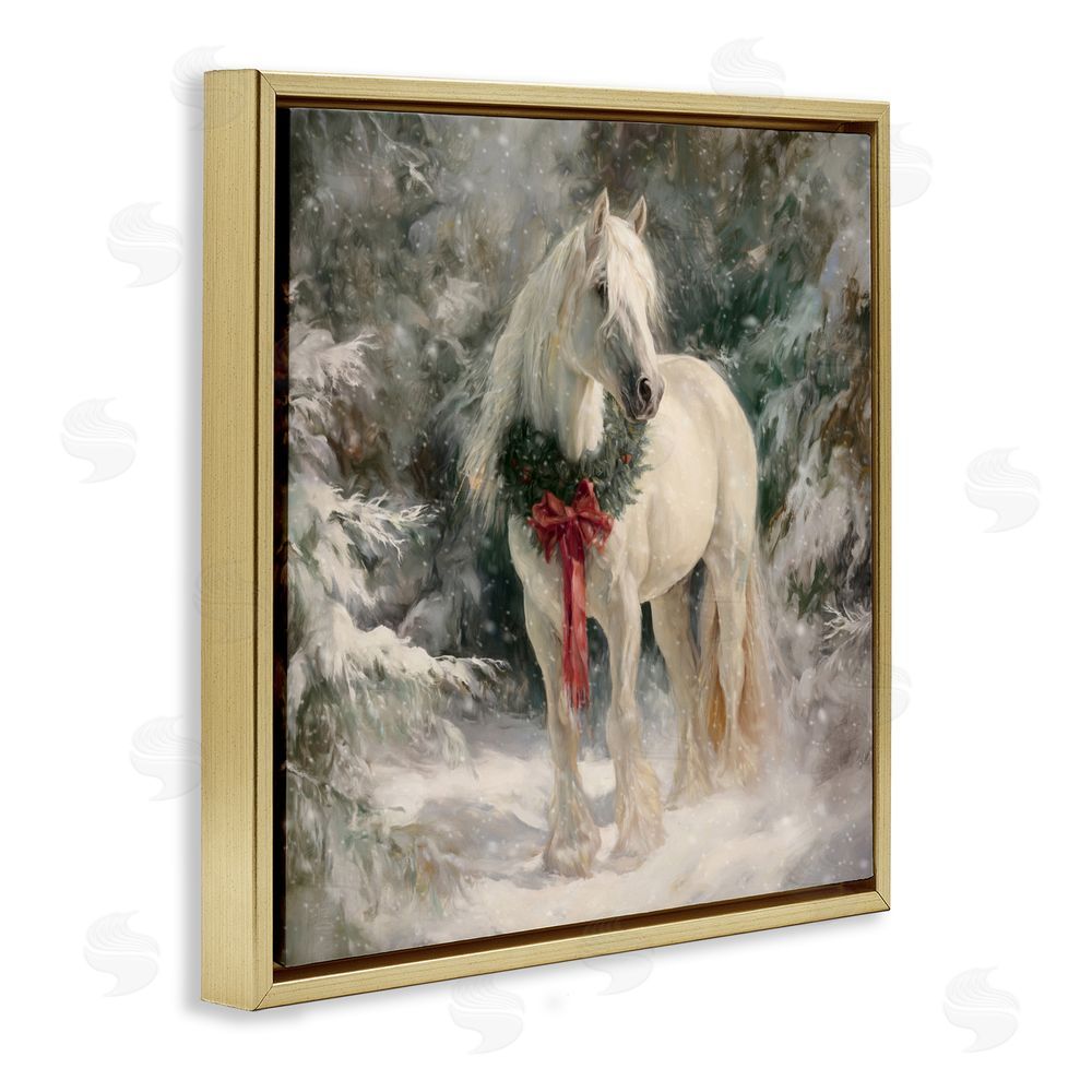 Tina LeCour Pretty Christmas Mare Gold Floating Frame Canvas Wall Art Print