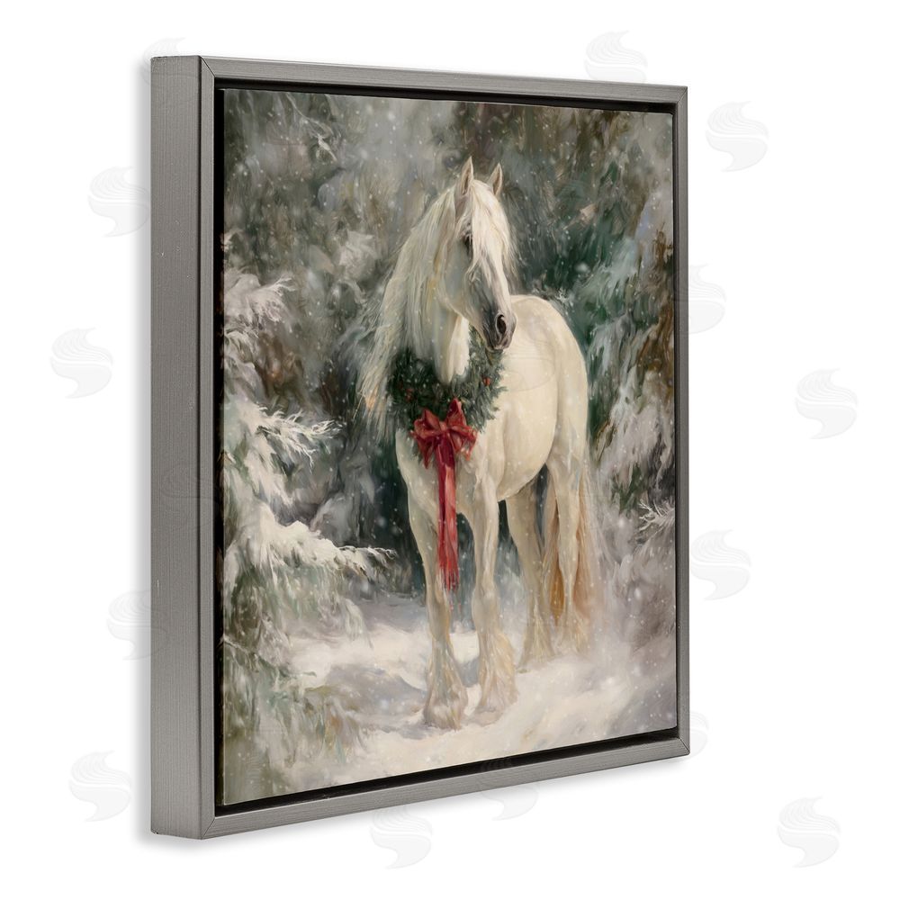 Tina LeCour Pretty Christmas Mare Gray Floating Frame Canvas Wall Art Print