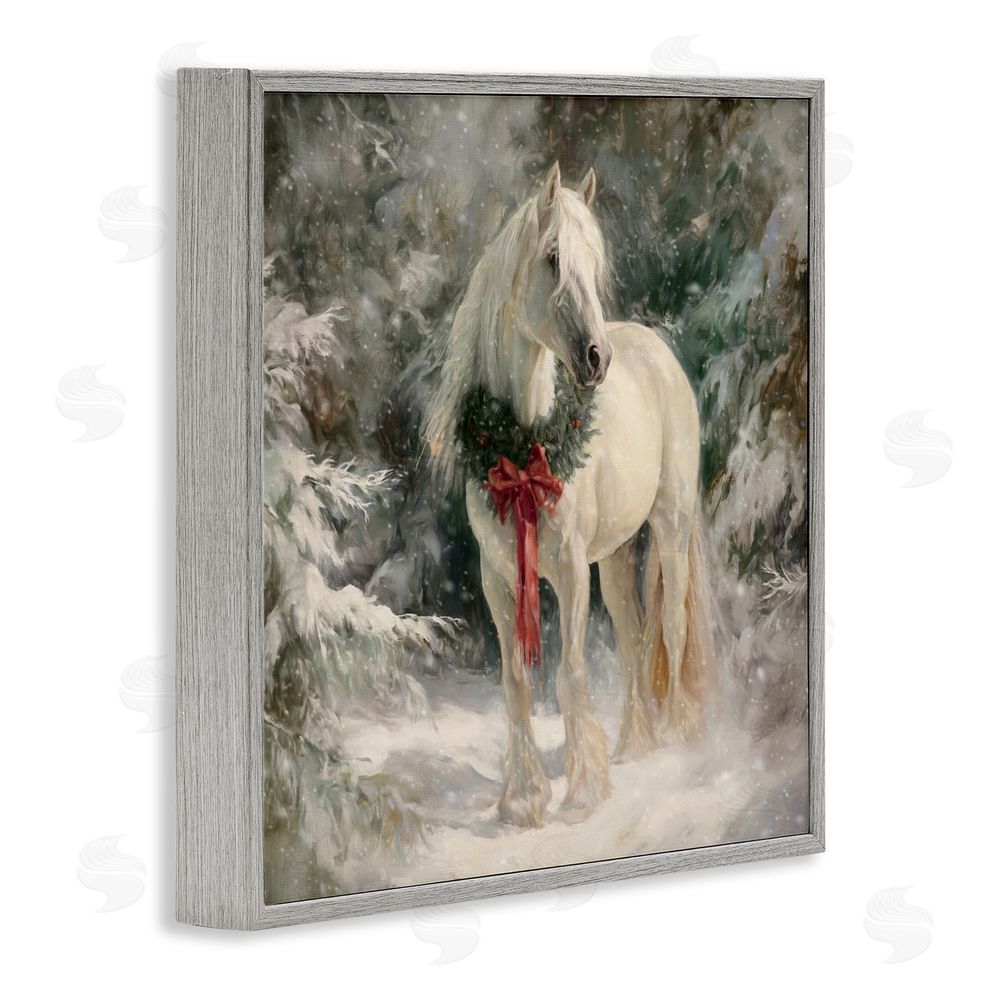 Tina LeCour Pretty Christmas Mare Gray Framed Giclee Wall Art Print