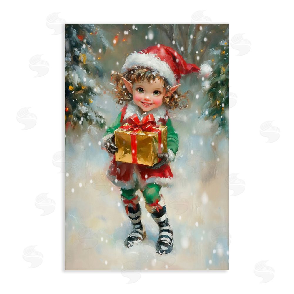 Tina LeCour Santa's Little Elf Stretched Canvas Wall Art Print