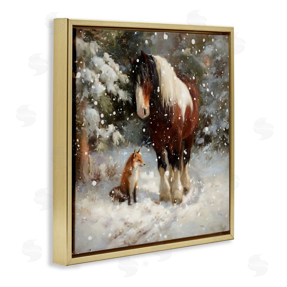 Tina LeCour The Horse & The Fox Gold Floating Frame Canvas Wall Art Print