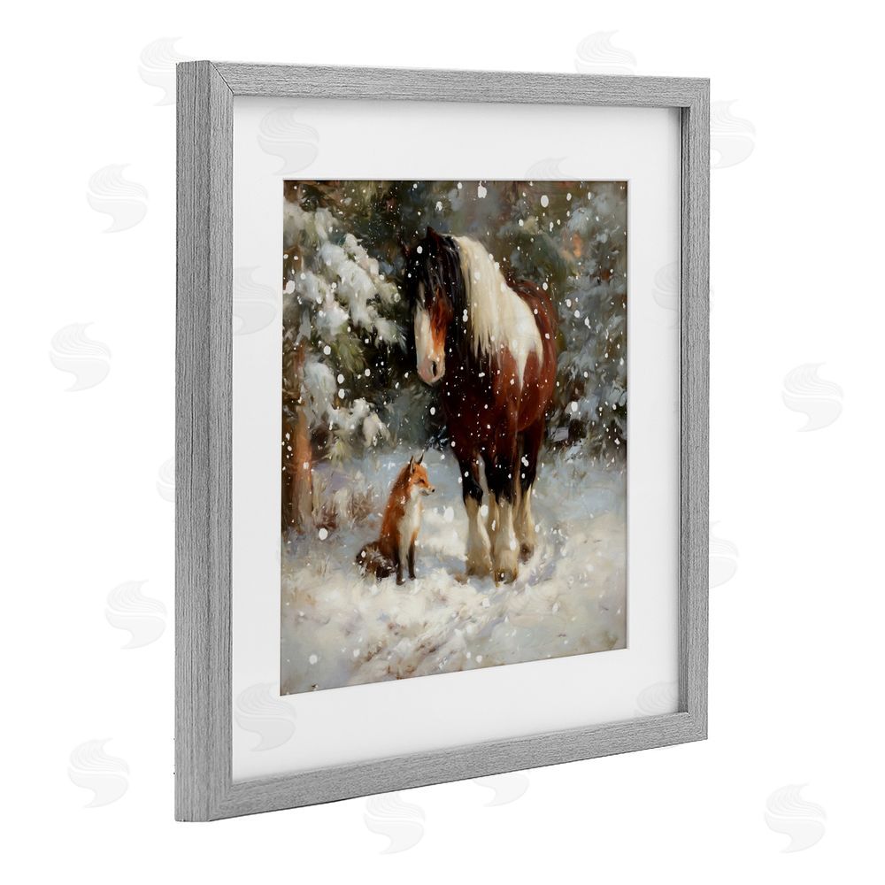 Tina LeCour The Horse & The Fox Gray Framed Print Under Glass Wall Art