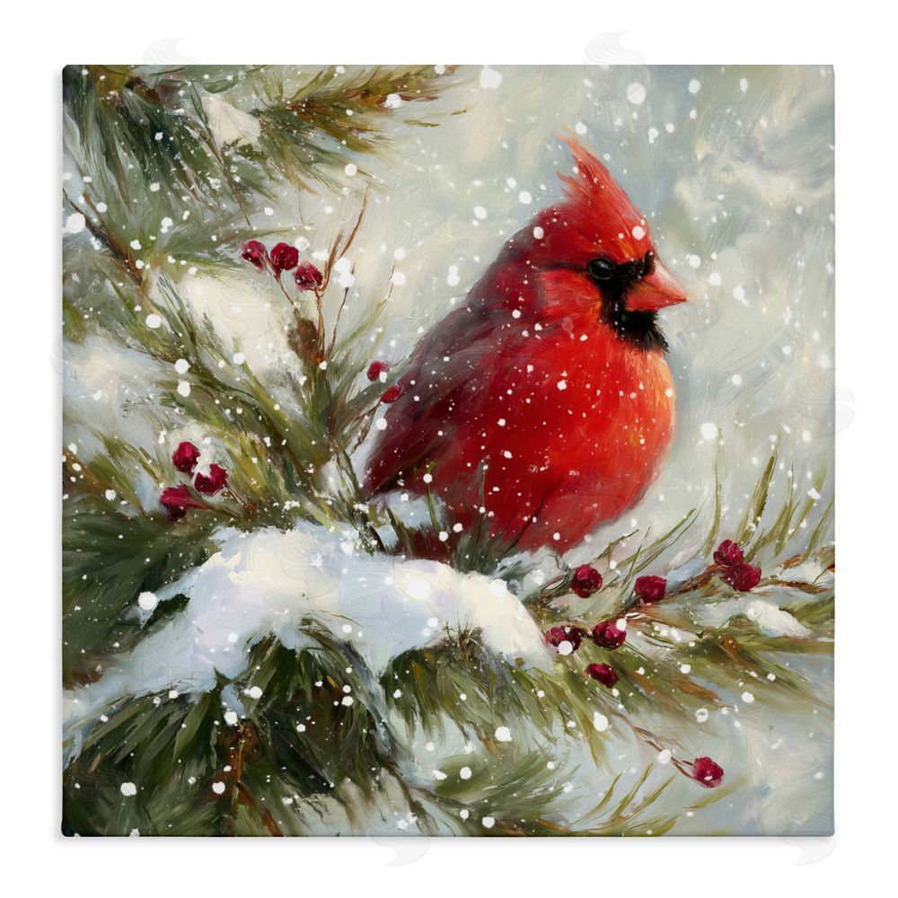 Tina LeCour Winter's Red Jewel Stretched Canvas Wall Art Print