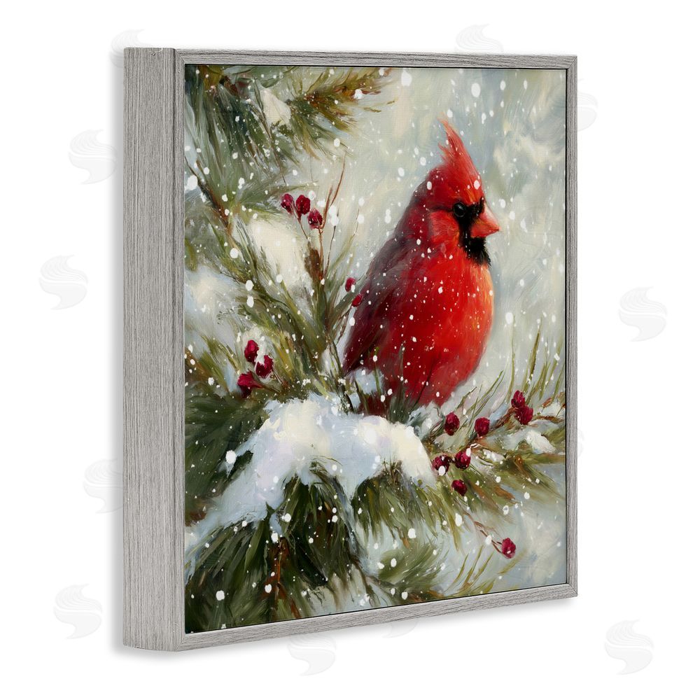 Tina LeCour Winter's Red Jewel Gray Framed Giclee Wall Art Print