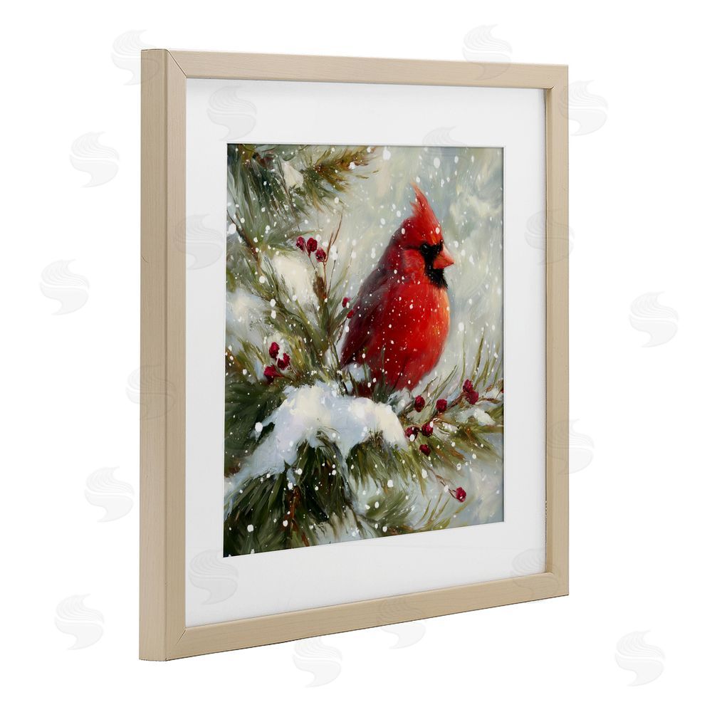 Tina LeCour Winter's Red Jewel Brown Framed Print Under Glass Wall Art