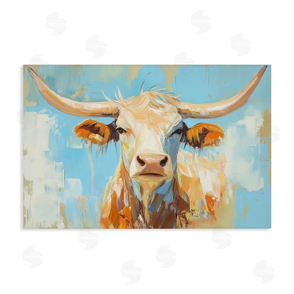Tina LeCour Abstract Texas Longhorn Stretched Canvas Wall Art Print