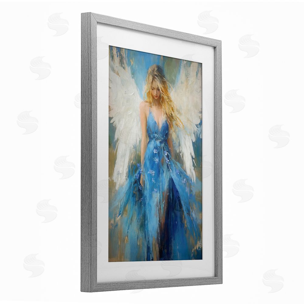 Tina LeCour Blue Flame of Hope Gray Framed Print Under Glass Wall Art