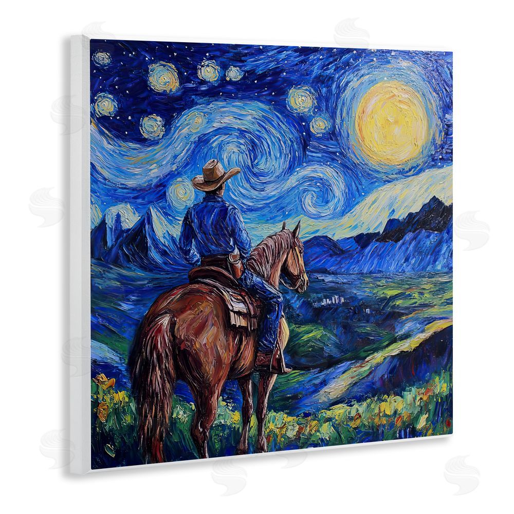 Tina LeCour Starry Night Cowboy Wall Plaque Art Print