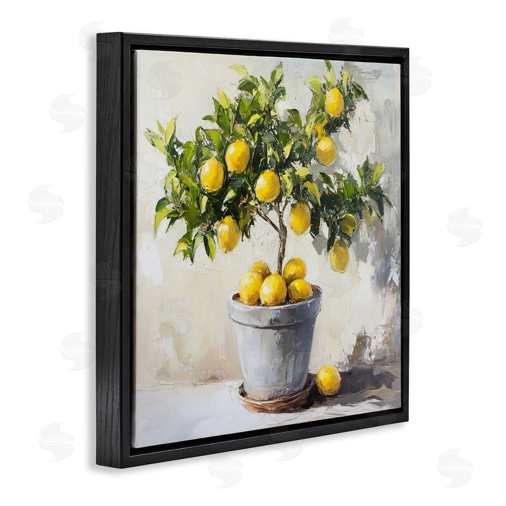 Tina LeCour Falling Lemon Tree Black Floating Frame Canvas Wall Art