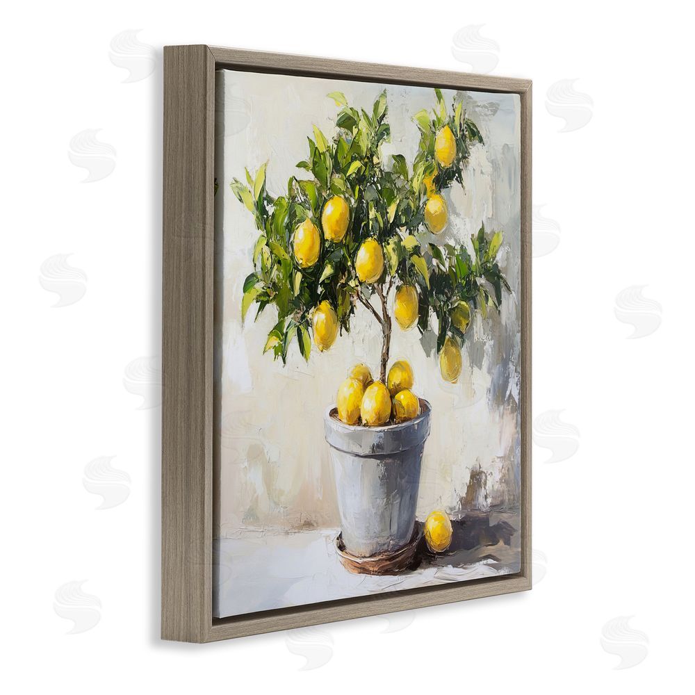 Tina LeCour Falling Lemon Tree Brown Floating Frame Canvas Wall Art