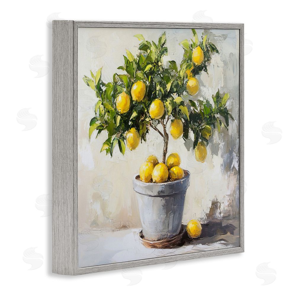 Tina LeCour Falling Lemon Tree Gray Framed Giclee Wall Art Print