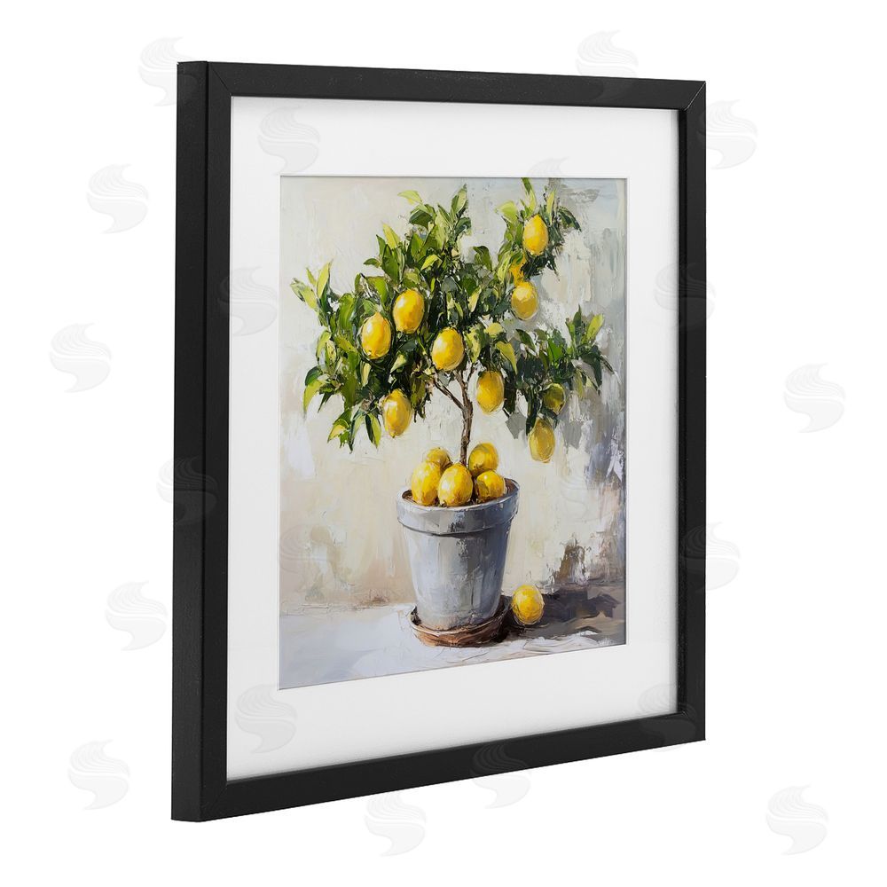 Tina LeCour Falling Lemon Tree Black Framed Print Under Glass with Mat Wall Art